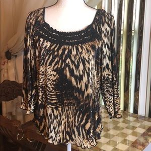 Brown/Black Animal Print BRITTANY BLACK Blouse